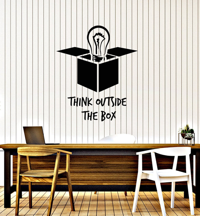 Vinyl Wall Decal Inspiration Idea Office Think Outside The Box Study Work Stickers Mural (ig5351)