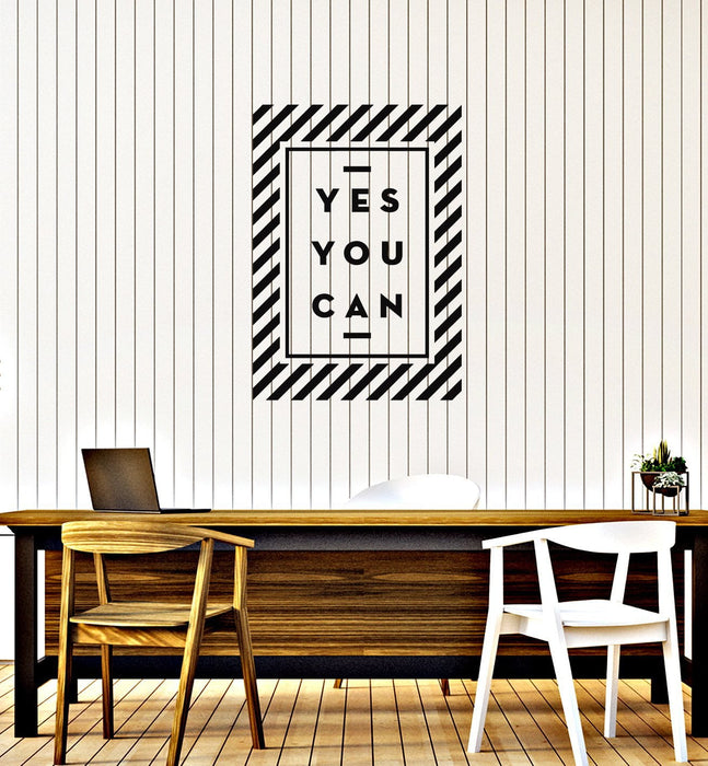 Vinyl Wall Decal Motivating Quote Phrase Yes You Can Inspire Office Study Stickers Mural (ig5439)
