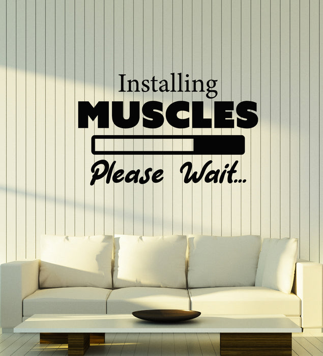 Vinyl Wall Decal Sport Installing Muscles Phrase Gym Loading Stickers Mural (g3985)