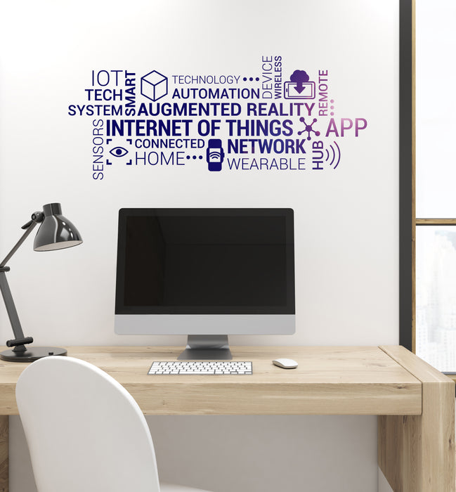 Vinyl Wall Decal Internet of Things IoT Devices Technology Words Art Stickers Mural (ig6297)