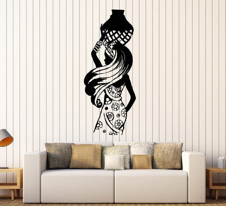 Vinyl Wall Decal African Woman Black Lady Africa Ethnic Style Stickers Unique Gift (1056ig)
