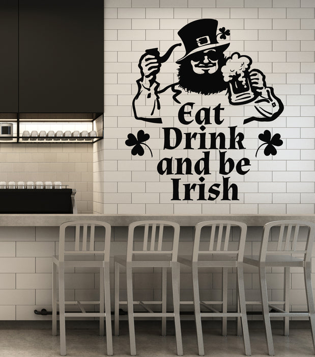 Vinyl Wall Decal Irish Pub Eat Drink Phrase Beer House Alcohol Stickers Mural (g5142)