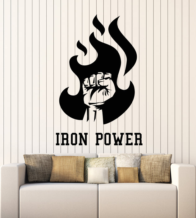 Vinyl Wall Decal Iron Power Bodybuilding Hand Fitness Gym Sport Stickers Mural (g5310)