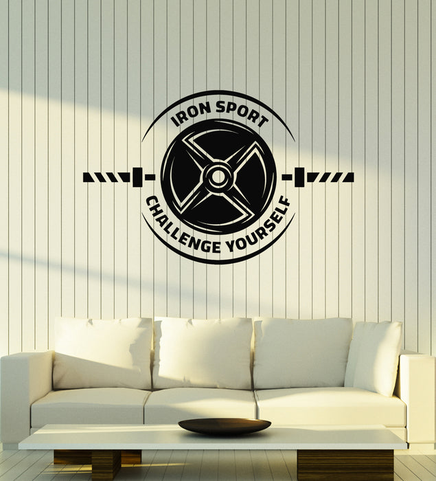 Vinyl Wall Decal Fitness Club Iron Sport Gym Weight Muscle Stickers Mural (g4434)