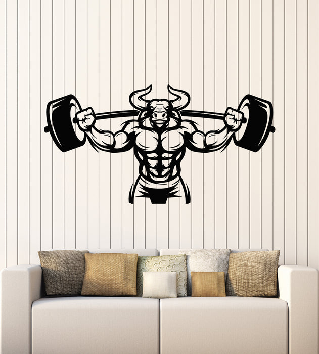 Vinyl Wall Decal Bull Fitness Beast Strength Iron Sports Gym Stickers Mural (g6188)