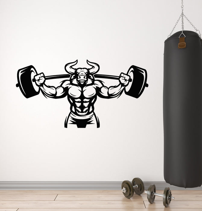 Vinyl Wall Decal Bull Fitness Beast Strength Iron Sports Gym Stickers Mural (g6188)