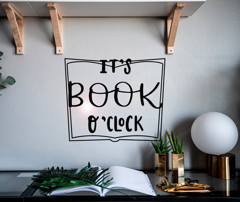 Autocollant mural en vinyle avec inscription « It Is Book O'clock » pour bibliothèque, librairie, 57,1 cm x 45,7 cm gz166
