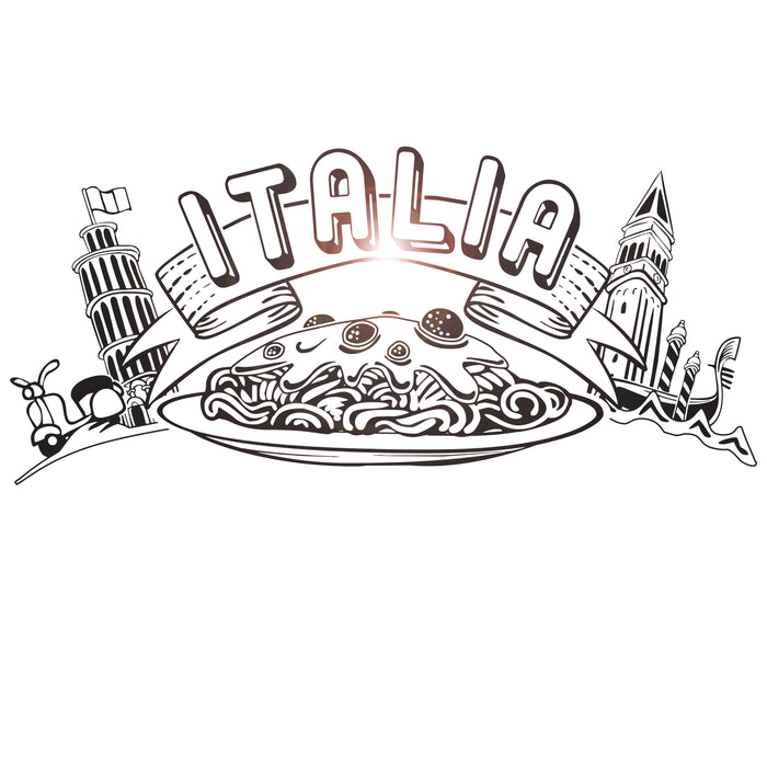 Виниловая наклейка на стену Италия Итальянская кухня Ресторан Символы Наклейки на кухню Фреска (ig6286)