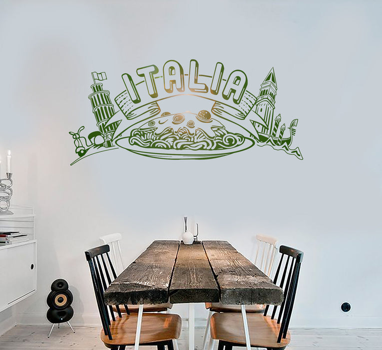Виниловая наклейка на стену Италия Итальянская кухня Ресторан Символы Наклейки на кухню Фреска (ig6286)