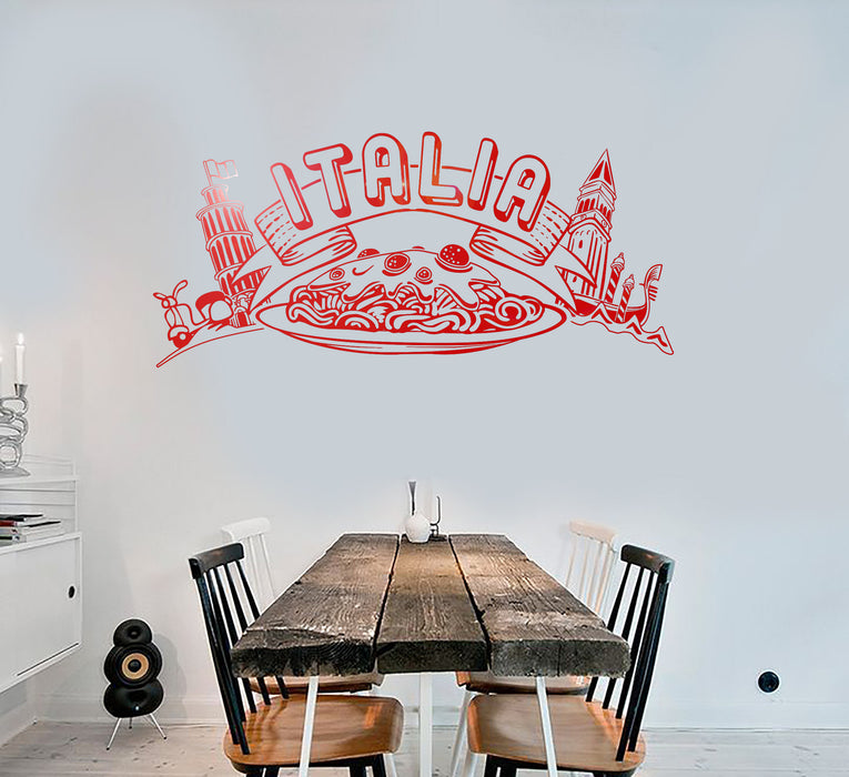 Виниловая наклейка на стену Италия Итальянская кухня Ресторан Символы Наклейки на кухню Фреска (ig6286)