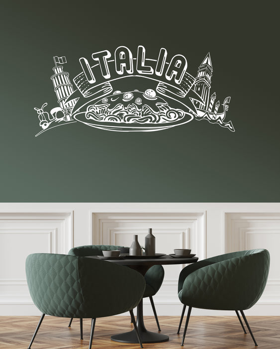 Виниловая наклейка на стену Италия Итальянская кухня Ресторан Символы Наклейки на кухню Фреска (ig6286)