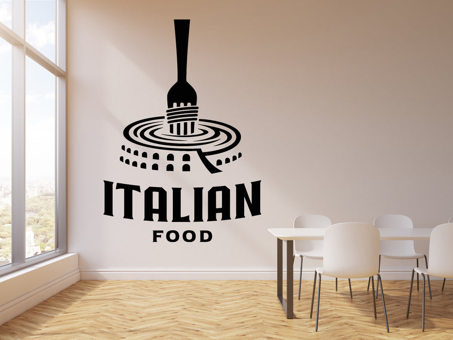 Vinyl Wall Decal Italian Food Pasta Italy Retaurant Rome Colosseum Stickers Mural (g2875)