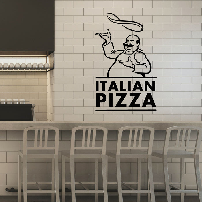 Vinyl Wall Decal Italian Foods Pizza Chef Cook Pizzeria Kitchen Stickers Mural (g8293)