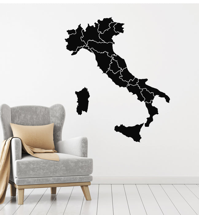 Vinyl Wall Decal Italy Map Europe Travel Tourism Country Italian Stickers Mural (g2332)