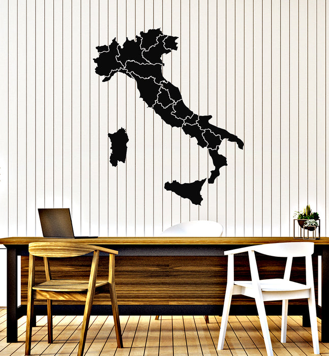 Vinyl Wall Decal Italy Map Europe Travel Tourism Country Italian Stickers Mural (g2332)