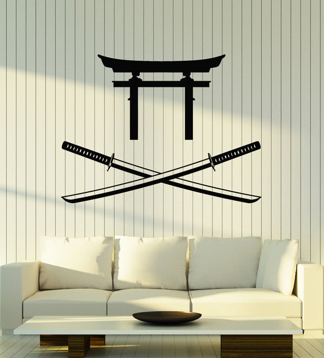 Autocollant mural en vinyle Portes japonaises Guerrier Katana Autocollants d'intérieur asiatiques Mural (g6722)