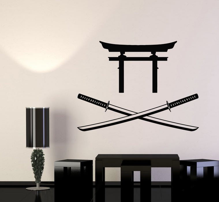 Autocollant mural en vinyle Portes japonaises Guerrier Katana Autocollants d'intérieur asiatiques Mural (g6722)