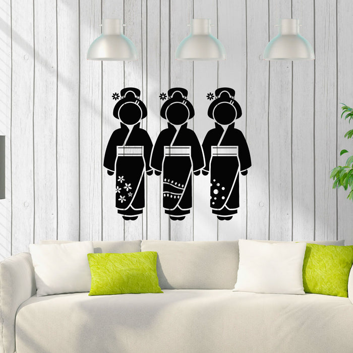 Vinyl Wall Decal Traditional Female Asian Costumes Kimono Stickers Mural (g8203)