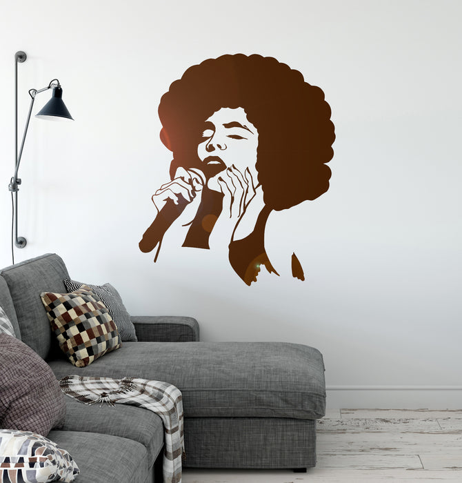 Vinyl Wall Decal Jazz Singer Music Beautiful Woman Black Lady Karaoke Stickers Mural (ig6272)
