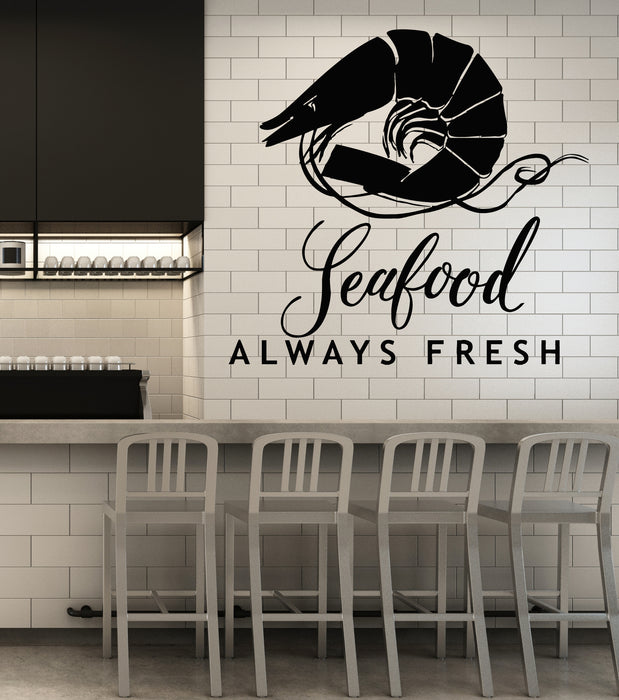 Vinyl Wall Decal Seafood Restaurant Sea Animal Shrimp Fresh Food Stickers Mural (g2904)