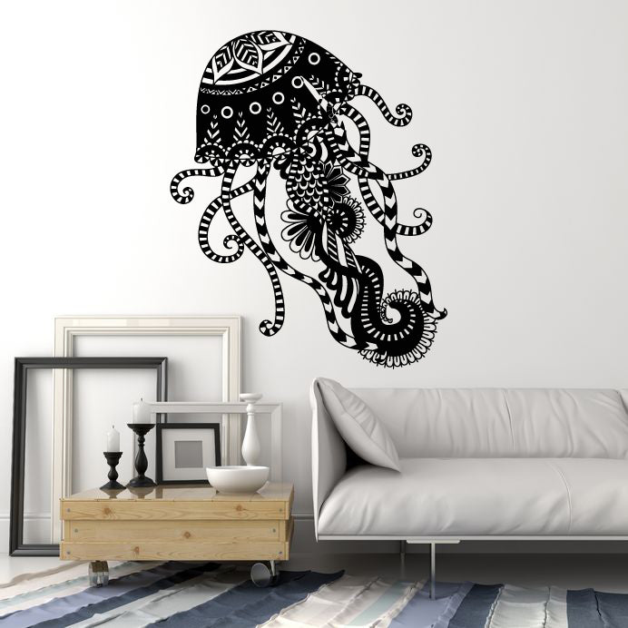 Vinyl Wall Decal Jellyfish Ornament Abstract Marine Beach Style Stickers Mural (g1308)