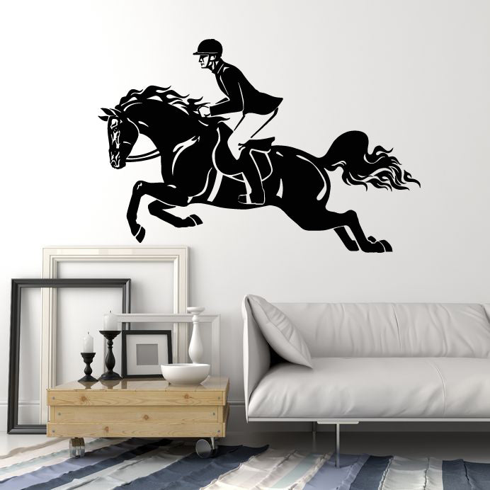 Vinyl Wall Decal Jockey Horserace Horse Polo Jump Horsemanship Stickers Mural (g1239)