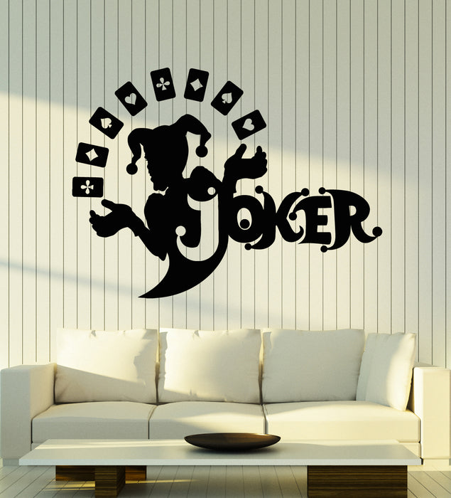 Vinyl Wall Decal Joker Play Poker Card Casino Gambling Stickers Mural (g4976)