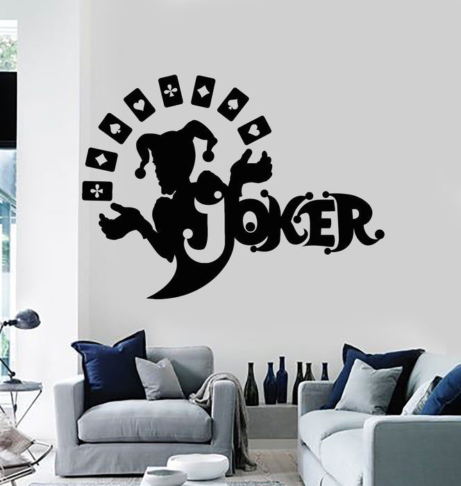 Vinyl Wall Decal Joker Play Poker Card Casino Gambling Stickers Mural (g4976)