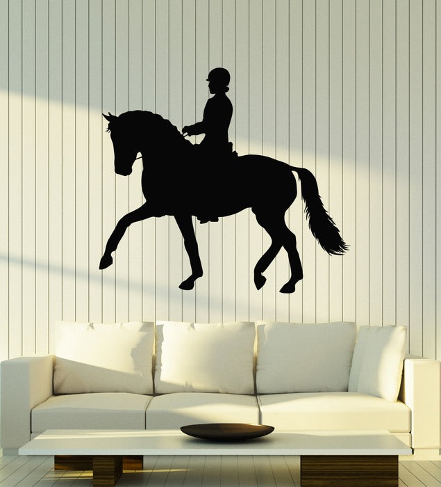Autocollant mural en vinyle Silhouette de cavalier Jockey Cavalier Décor Autocollants Mural (g6477)