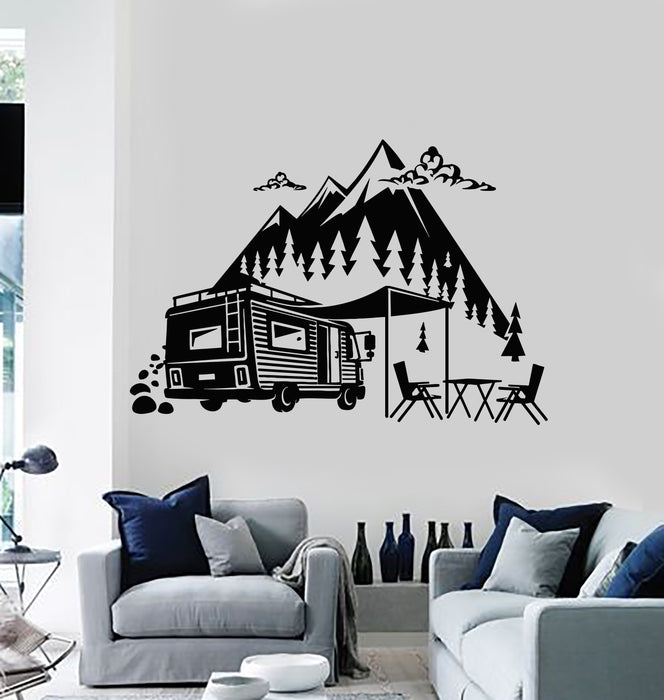 Vinyl Wall Decal Travel Journey Truck Mountains Adventure Stickers Mural (g2443)