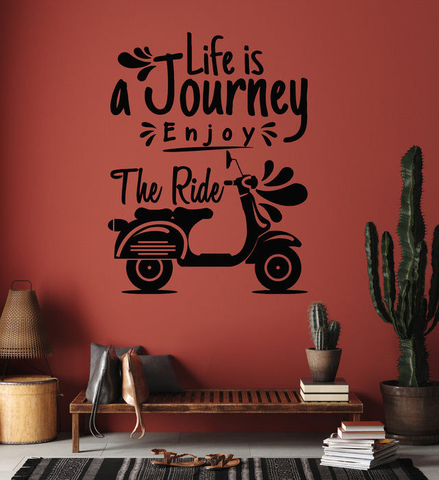 Vinyl Wall Decal Inspire Quote Life Journey Enjoy Ride Scooter Stickers Mural (g7315)