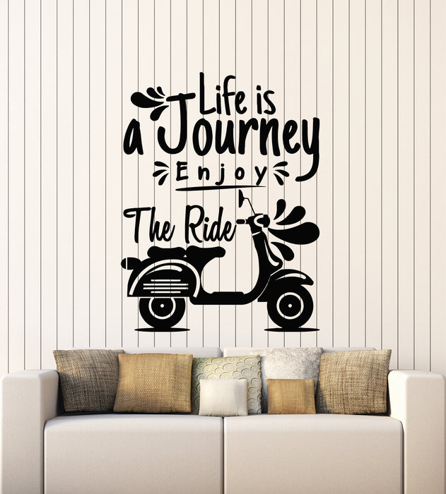 Vinyl Wall Decal Inspire Quote Life Journey Enjoy Ride Scooter Stickers Mural (g7315)