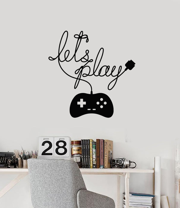 Vinyl Wall Decal Gaming Phrase Gamepad Video Games Gamer Room Stickers Mural (ig5557)