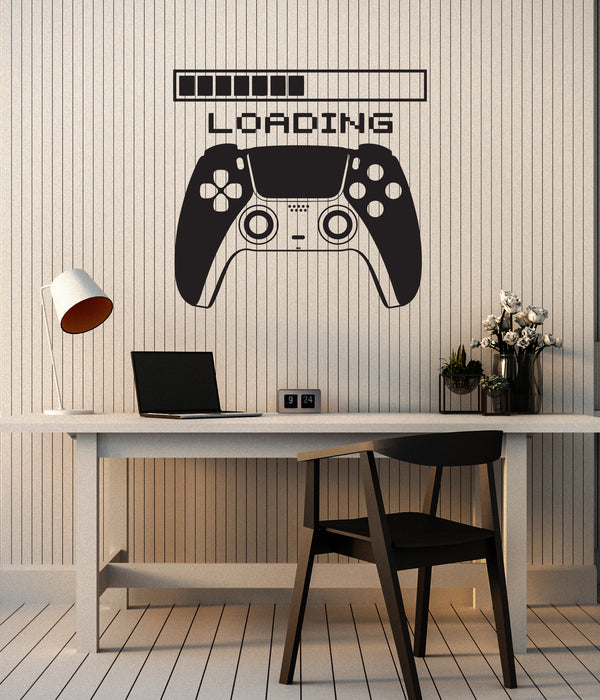 Vinyl Wall Decal Gamer Joystick Loading Gaming Room Gamepad Stickers Mural (ig6309)
