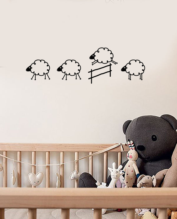 Vinyl Wall Decal Jumping Sheeps Bedroom Art Decor Idea Dream Stickers Mural (ig5250)