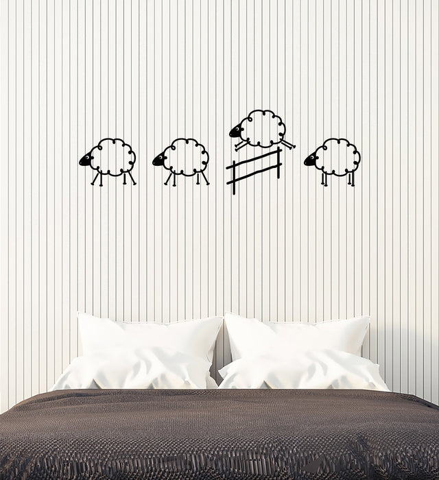 Vinyl Wall Decal Jumping Sheeps Bedroom Art Decor Idea Dream Stickers Mural (ig5250)