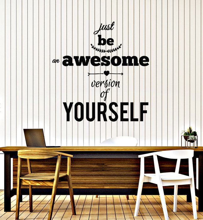 Vinyl Wall Decal Words Just Be Awesome Inspiring Quote Inspirational Phrase Stickers Mural (g2753)