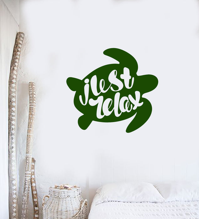 Vinyl Wall Decal Just Relax Turtle Beach Style Ocean Spa Salon Stickers Mural (ig6112)
