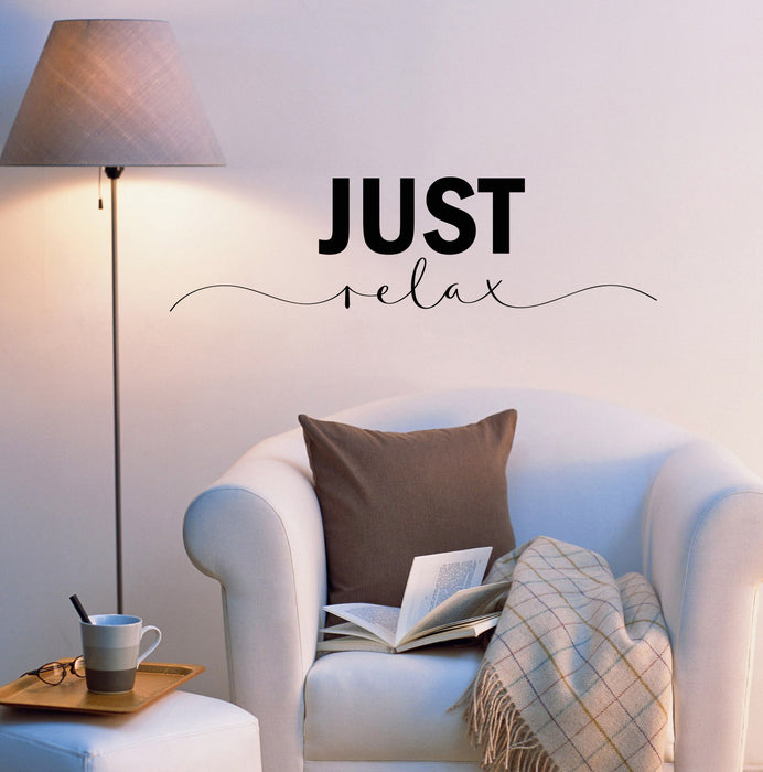Vinyl Wall Decal Just Relax Bedroom Yoga Spa Massage Room Quote Saying Phrase Stickers ig6213 (22.5 in X 6.5 in)