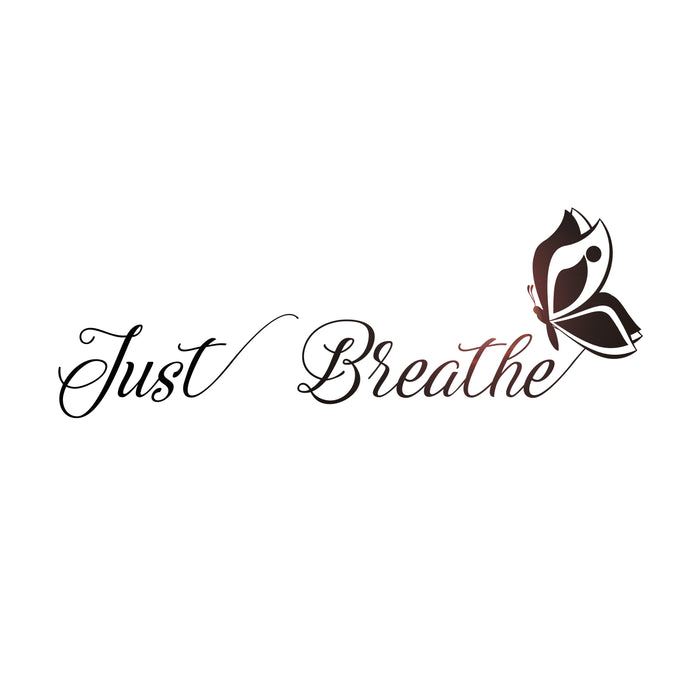 Vinyl Wall Decal Just Breathe Butterfly Yoga Relax Spa Beauty Meditation Words Stickers Mural (ig6307)