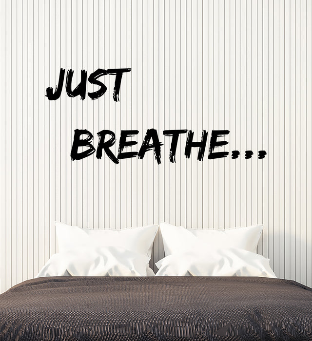 Vinyl Wall Decal Just Breathe Inspirational Quote Yoga Room Meditation Stickers Mural (ig6321)