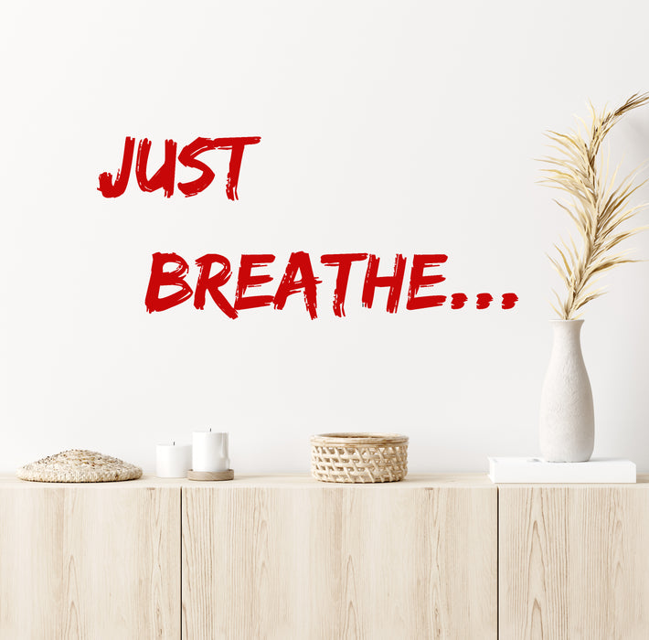 Vinyl Wall Decal Just Breathe Inspirational Quote Yoga Room Meditation Stickers Mural (ig6321)