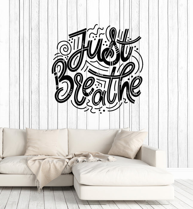 Vinyl Wall Decal Relax Just Breathe Inspiring Quote Spa Yoga Room Stickers Mural (g6496)