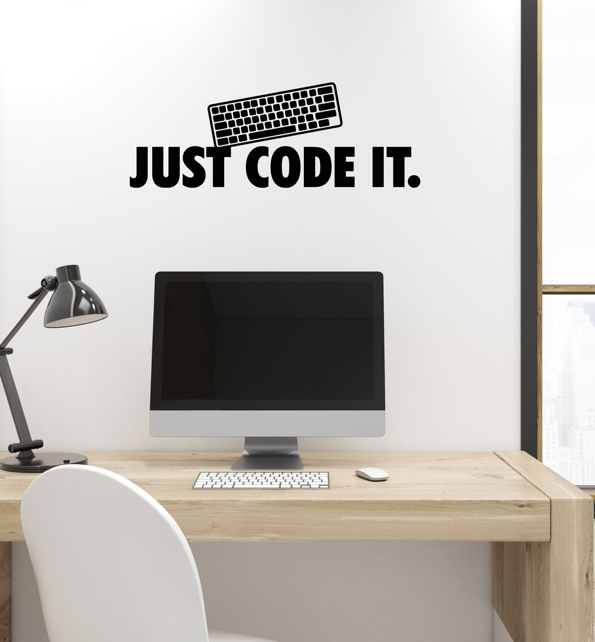 Vinyl Wall Decal Phrase Just Code It Programmer Keyboard Laptop Sticke ...
