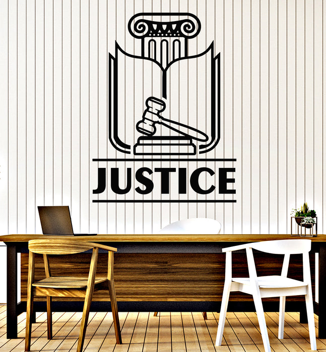 Vinyl Wall Decal Judge Logo Greek Book Scales Of Justice Legislation Law Stickers Mural (g6805)