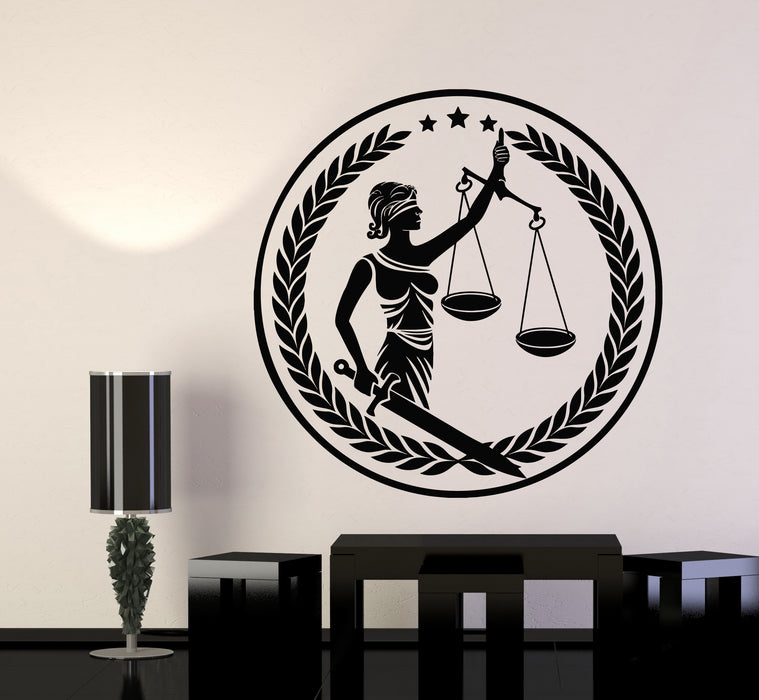 Autocollant mural en vinyle Themis Court Of Law Order Lawyers Arbitration Stickers Mural (g7583)