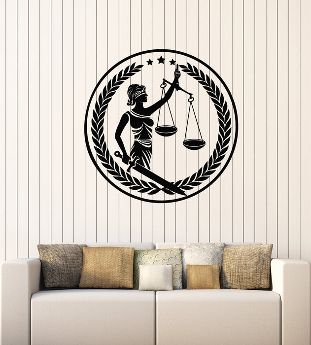 Autocollant mural en vinyle Themis Court Of Law Order Lawyers Arbitration Stickers Mural (g7583)
