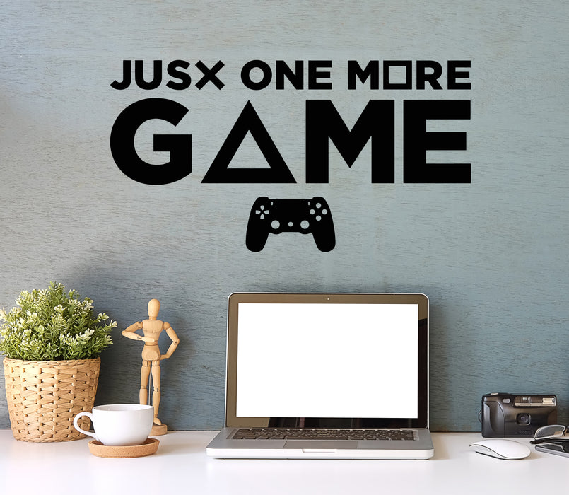 Vinyl Wall Decal Gamer Phrase JustOne More Game Joystick Stickers Mural (g6579)