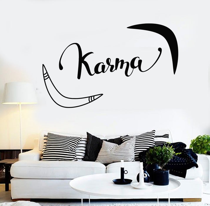 Vinyl Wall Decal Karma Words Boomerang Yoga Studio Meditation Room Stickers Mural (g2656)