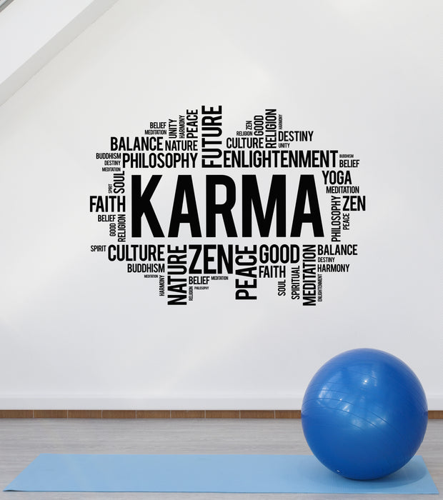 Vinyl Wall Decal Karma Meditation Room Meditating Buddhism Zen Stickers Mural (ig6173)